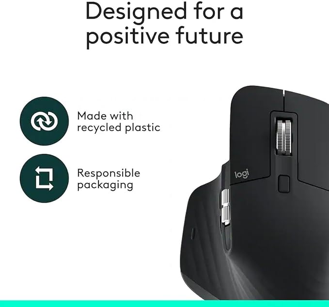 Logitech MX Master 3S - Performance Wireless Mouse with Ultra-Fast Scrolling Ergo 8K DPI Track on Glass Quiet Clicks Bluetooth Windows Linux Chrome Black