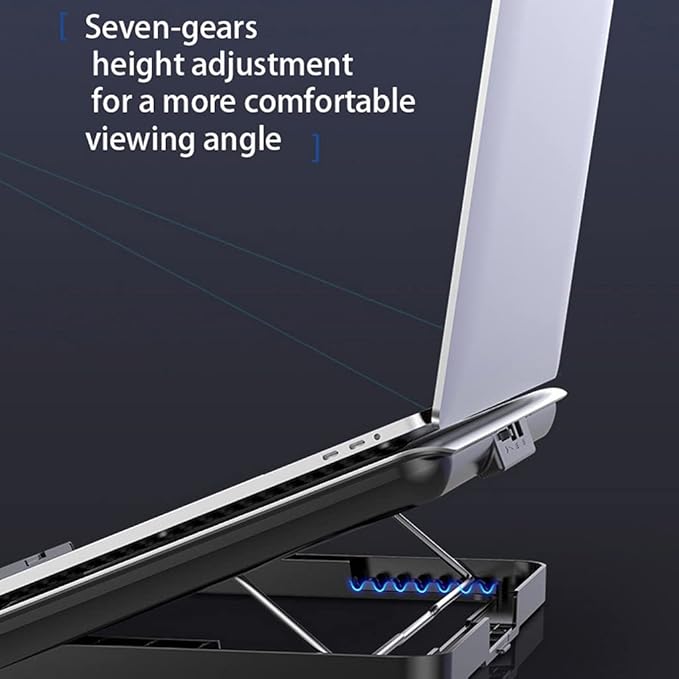 Gaming Laptop Cooler Silent Fan Metal Cooling Pads Port Portable Adjustable Notebook Stand for 12-16 Inch
