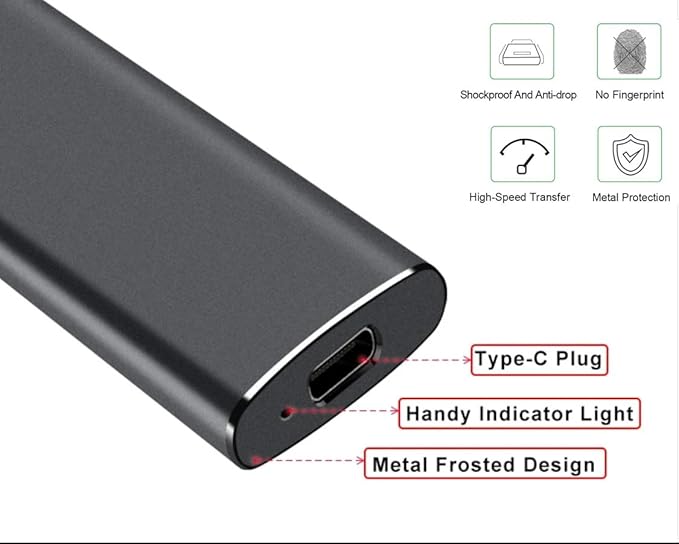 2TB External Hard Drive Portable Solid State Drive Portable External Hard Drive USB3.1 for PC Mac DesktopChromebook(2TB Gold)