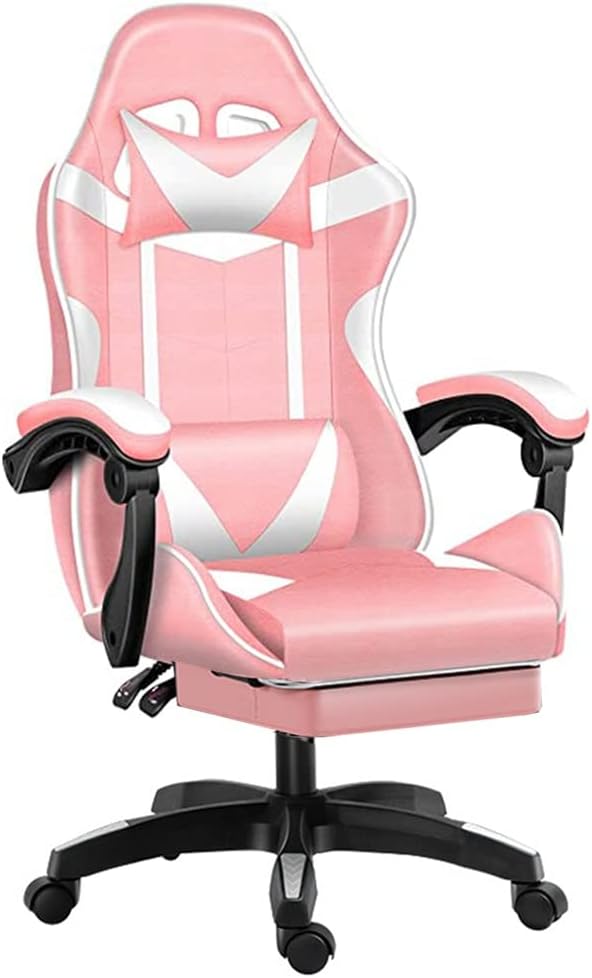 GIZNXBA Gaming Chair with Footrest Ergonomic Computer Chair Lumbar Support Backrest and Seat Height Adjustable Swivel Recliner Racing Office High-Back Game Chair (Color : /Pink)