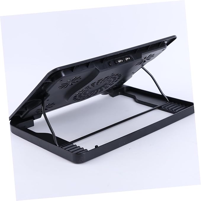 FUOYLOO Laptop Cooling Pad with 5 Fans Cooler Base USB Powered Multi-Angle Adjustable Heatsink Stand Anti-Skid Design for Gaming and Office Use Black
