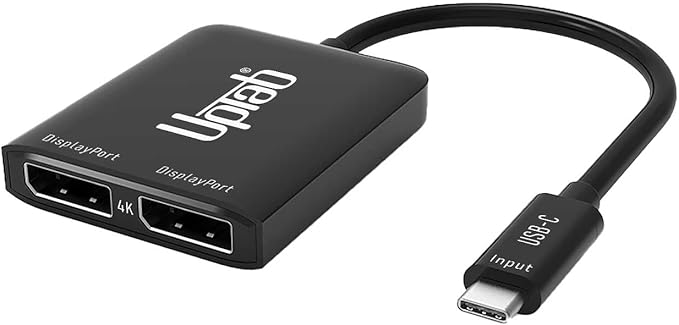 uptab USB C to Dual DisplayPort Adapter Hub Extended Dual 4K 60Hz Display Port Multi Monitors Converter for Dell XPS 13 15 Lenovo Yoga Sumsung HP Chromebook etc