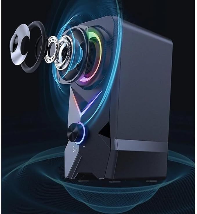 Subwoofer Desktop PC Speakers USB Wired Stereo with LED Tweeter 3.5mm Jack Gaming Multimedia