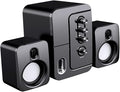 USB Laptop Desktop Speaker 3D Surround Sound Compact Computer Speaker with Bass Subwoofer Black for Home Office Use