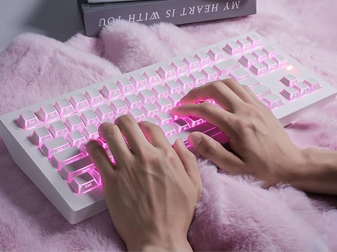 ZORNHER CG870 Wireless Mechanical Keyboard80% White Gaming Keyboard Creamy KeyboardShine Though Double Shot KeycapsCreamy Sounding Linear SwitchesHot-Swappable