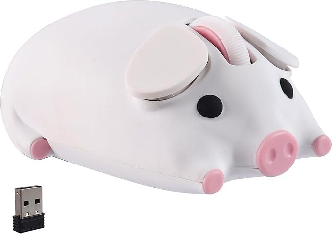 Wireless Bluetooth Mouse Cute Animal Pig Shape 2.4G &amp Bluetooth Dual Mode Computer Mice with USB Receiver Portable Compact 1200DPI Optical Cordless Mouse for Laptop iPad PC Chromebook Kids Gift(Wh