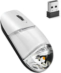 Wireless Mouse Cute White Aqua Water Mice Aesthetic Clear Silent Optical Portable Lightweight Retro Mice for PC Laptop Computer Macbook Kids Girl Women Gift with Liquid Water Section &amp Floater Pen