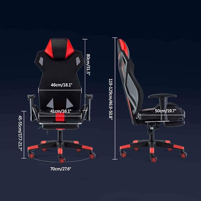 Computer Chair Video Game Chair with Removable Lumbar Pillow Ergonomics Game Computer Chair Lifting Handrail Racing Style High-Back PU Leather Office ChairBlack Red
