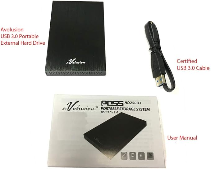 Avolusion® HD250U3 250GB Ultra Slim SuperSpeed USB 3.0 Portable External Hard Drive (Mac OS Formatted) (Black)- 2 Year Warranty