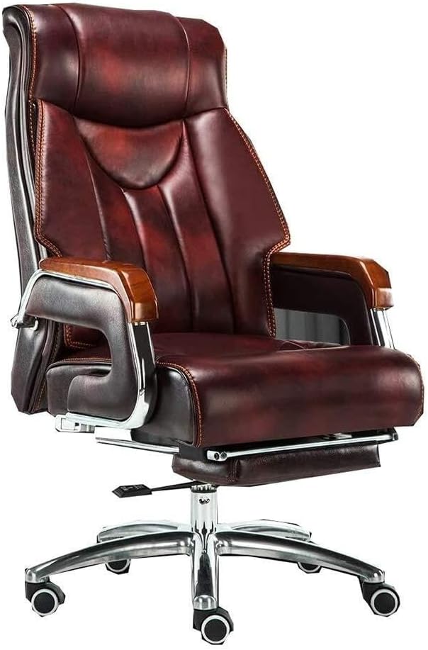 Ergonomic PU Leather Office Gaming Chair with Massage Adjustable Swivel High-Back Racing Style Computer Chair Brown