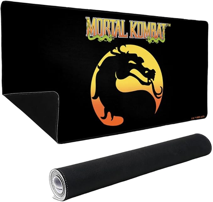 Mortal Kombat Klassic Logo Large Gaming Mouse Pad Desk Mat with Stitched Edges Non-Slip Base for Gamer Home and Office 31.5 x 15.7