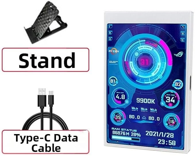 3 5 Inch IPS Monitor with Type C Connectivity Flexible Viewing Angles Auto Power Off Function for Energy Saving and User Friendly Software (White)