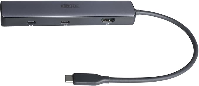 Tripp Lite USB C Hub 6-in-1 Multiport Adapter 8K HDMI USB C Port 100W PD Charging + 10 Gbps Data 1 Gbps Ethernet 2 USB 3.2 Ports Plug-and-Play for Mac &amp Windows 1-Year Warranty (U442-DOCK40-