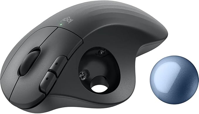 Logitech Ergo M575S Wireless Ergonomic Trackball Mouse Black/Blue (910-007026)