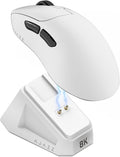AJ179PRO PAW3395 26000 DPI Gaming Mouse 8000Hz Polling Rate 58g Ultra-Light Tri-Mode (2.4G/Wired/Bluetooth 5.2) Magnetic RGB Charging Dock Ergonomic Right-Hand Design White