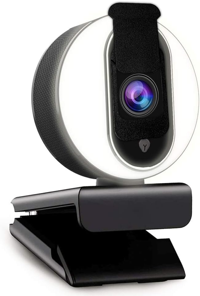 NexiGo N680E 1080P Webcam with Ring Light Privacy Cover and Dual Microphone Advanced Auto-Focus Adjustable Brightness Streaming Web Camera for Zoom Skype Facetime PC Mac Laptop Desktop (Renewed)