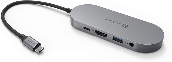 ADAM elements USB-C Hub with 960GB SSD External Storage 4-in-1 Multiport Adapter with 4K HDMI 60W PD &amp 3.5mm Audio for MacBook Pro/Air M4-M1 iPad Pro &amp iPhone 17-15