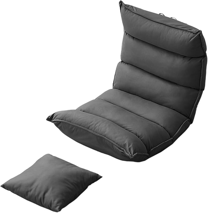 Single Sofa Chair Modern Floor Seat 5-Position Adjustable Backrest Freestanding Support Load Capacity 150kg for Living Room Bedroom Balcony Multi-Color(Gray)
