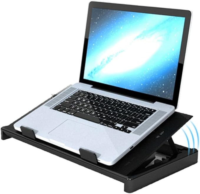 Laptop Cooling Pad with 5 USB Fans Adjustable Multi-Angle Cooler Stand Anti-Skid Base for Gaming and Office Laptops Black