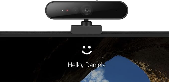 Lenovo HD 1080p Webcam (510 FHD)- Black w/ 4X Digital Zoom 95° Wide Angle 360° Rotation Pan &amp Tilt Dual Microphones &amp Windows Hello