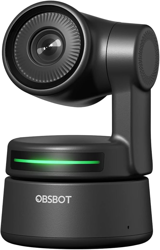 OBSBOT Tiny 1080P PTZ Webcam with AI Tracking Auto Framing Noise Reduction and Gesture Control