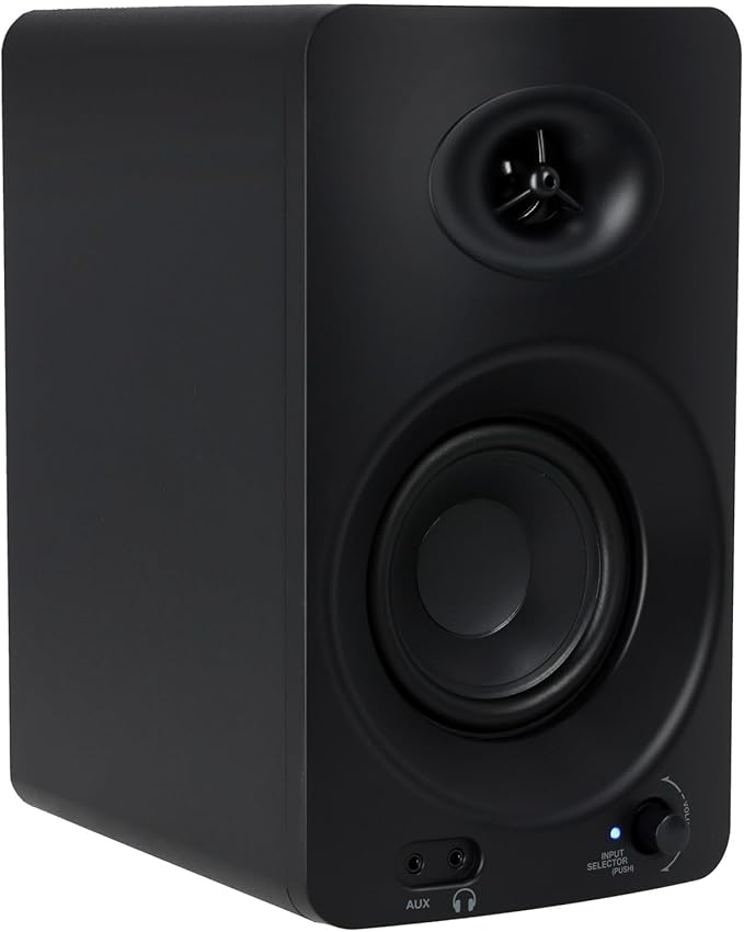 Rockville ASM4 Powered Studio Monitor Speaker Pair 4 2-Way 200W Black Bluetooth Optical Input Perfect for Studio Monitoring Computer Speakers