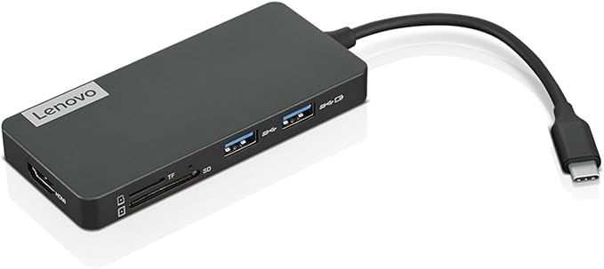 Lenovo – USB-C 7-in-1 Hub – Computer Networking Laptop Accessory – Laptop Docking Station - 4K via HDMI 3 USB-A devices 2 SD/TF Card Readers USB-C Power Pass Through