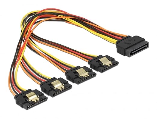 DeLock 30cm SATA 15pin Male to 4x Female Power Cable - Black/Red for HDD/SSD in PC