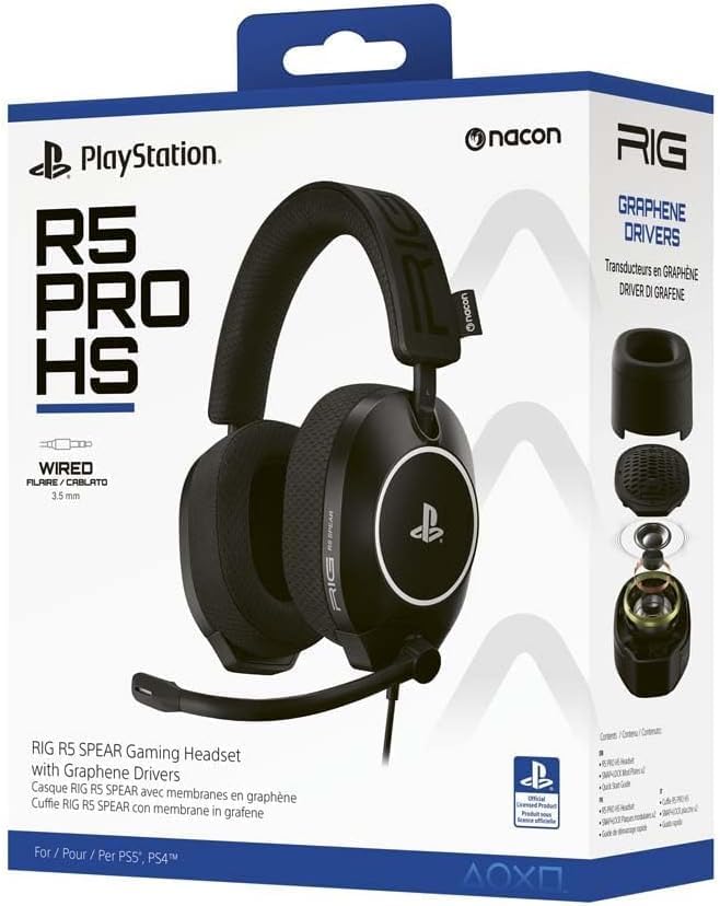 Official PlayStation R5 Pro HS Wired Gaming Headset Black for PS5 Compatible PS4 Wired Headphones 3.5 mm Jack