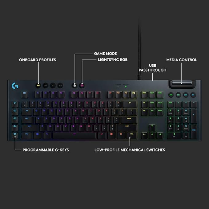 logitech G G815 RGB Mechanical Gaming Keyboard - Tactile (Renewed)