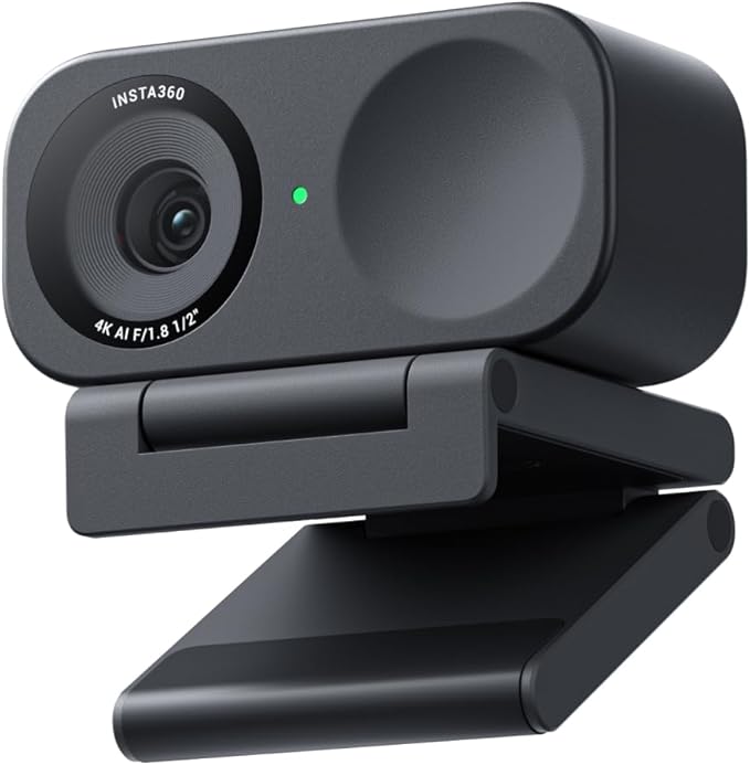 Insta360 Link 2C - 4K Webcam for PC/Mac 1/2 Sensor Auto Framing HDR AI Noise-Canceling Mic Gesture Control for Streaming Video Calls Gaming Works with Zoom Teams Black
