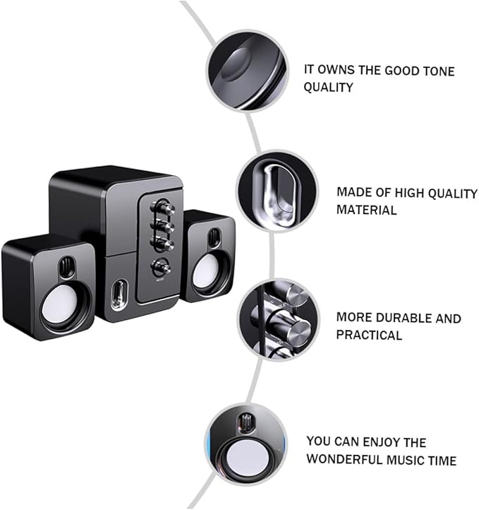 VILLCASE USB Computer Laptop Desktop Speakers 3D Surround Sound Loudspeaker Box with Bass Black Versatile Audio Speakers for Home Office and Gaming