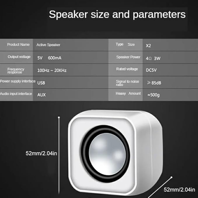 2 PCS Laptop Desktop Computer Mini Audio Wired Speaker Multimedia Subwoofer
