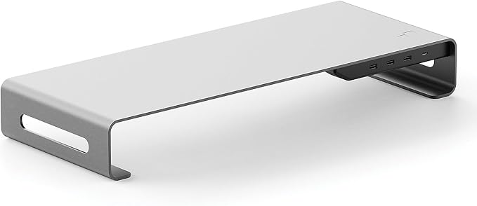Mobile Pixels Aluminum Monitor Riser with Docking Hub USB-C Port PD Port Ethernet HDMI 3 USB 3.0 for PC TV Tablet Laptop Space Grey