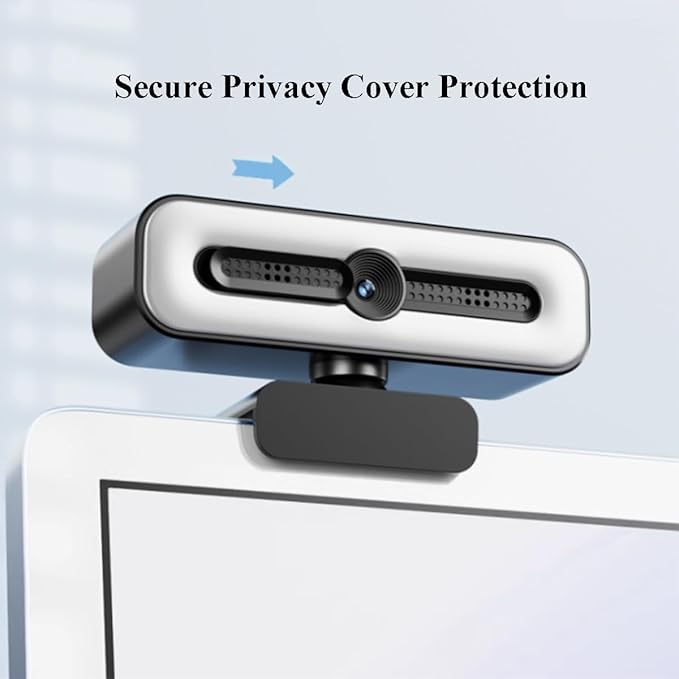 GIZNXBA Webcam with Microphone &amp Privacy Cover for PC/Laptop USB Computer Camera Plug &amp Play with Auto Light Correction Wide Field of View for Video Calls Live Streaming(1080P)