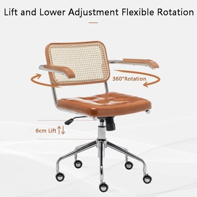 Office Chair Gaming Chair Computer Chair Rattan Computer Chair Retro Rotating Chair Comfortable Study Desk Seat Breathable Armrest Office Furniture