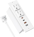 Recessed Power Strip 30W USB CFurniture Flush Mount Desk Outlet2 Outlets 4 USB PortsRecessed Outlet for Side Table/Sofa TableUltra Thin Flat Plug Power Strip3FT Cord (White)