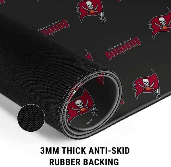 Skinit Extra Large Gaming Mouse Pad - Officially Licensed NFL Tampa Bay Buccaneers Blitz Series Design with Stitched Edges Waterproof Non-Slip Rubber Base Desk Mat for Keyboard &amp Mouse
