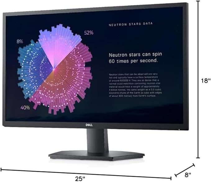 Dell SE27 Series Monitor - 27 inch IPS LED FHD (1920 x 1080)- AMD FreeSync - VESA 16:9-75Hz Monitor 4ms Grey-to-Grey Response Time Low Blue Light Anti-Glare HDMI &amp VGA Ports Black