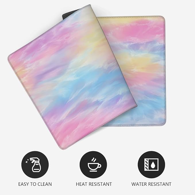 Large Tie Dye Beautiful Rainbow Mouse Mat Computer Mousepad with Non-Slip Rubber Base Waterproof Mouse Pad Desktop Keyboard Pad for GamerHome School Laptop Office Accessories16x35.5in
