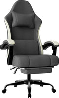 Ergonomic Gaming Chair with Pocketed Spring Cushion Breathable Fabric Computer Chair with Footrest Adjustable Lumbar Support Video Game Chair for Adults (Fabric Grey)