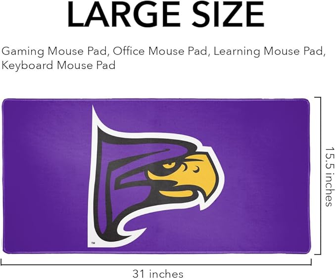 Hunter College Hawks Primary Logo Large Gaming Mouse Pad Desk Mat with Stitched Edges Non-Slip Base for Gamer Home and Office 31.5 x 15.7