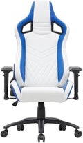 Furniture of America Singe Faux Leather Adjustable Gaming Chair in White &amp Blue