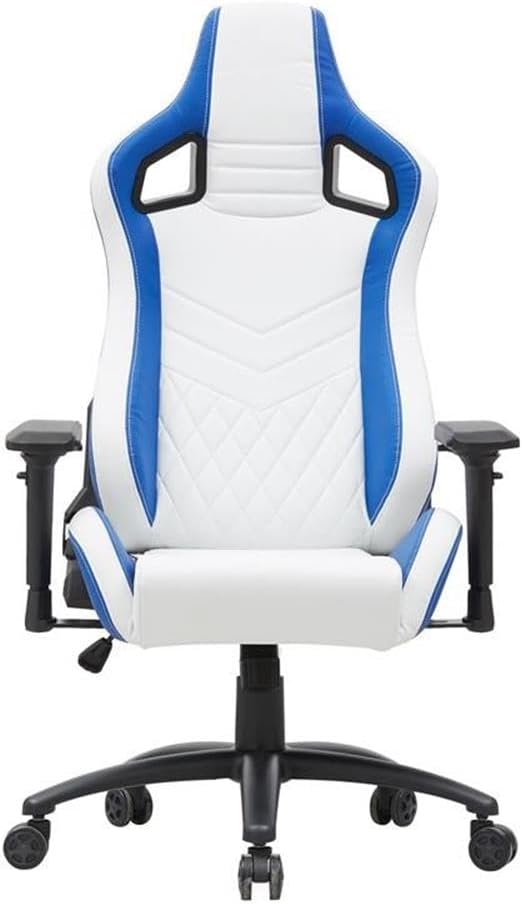 Furniture of America Singe Faux Leather Adjustable Gaming Chair in White &amp Blue