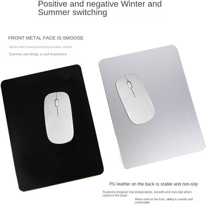 Dual-Sided Metal Mousepad - Large(11.8 x 9.4 inches) Aluminum Mouse Pad with Smooth &amp Textured Surface Easy Clean and Durable