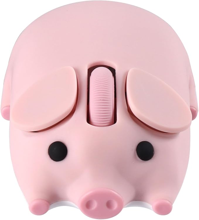 Cute Bluetooth Wireless Mouse with 2.4GHz USB Receiver Cartoon Pig Dual Mode Computer Mouse Silent Clicks Optical Mice for Laptops Mac iPad PC Chromebook Office Students Home Gift(Pink)
