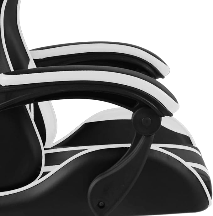 Gaming Chair with Footrest Black and Gray Faux Leather Gaming Chair with Ergonomic Design Adjustable Features - for Gamers and Office Use