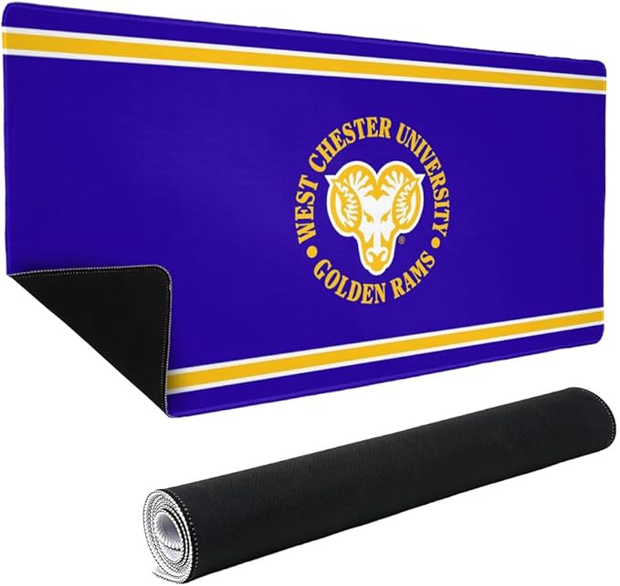 West Chester Golden Rams Primary Logo Stripes Large Gaming Mouse Pad Desk Mat with Stitched Edges Non-Slip Base for Gamer Home and Office 31.5 x 15.7