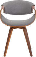 Adjustable Office Computer Chair with Armrest Dining Chair Kitchen Furniture Chairs Home Solid Wood Leather Balcony Writing(Cloth Walnut Grey)