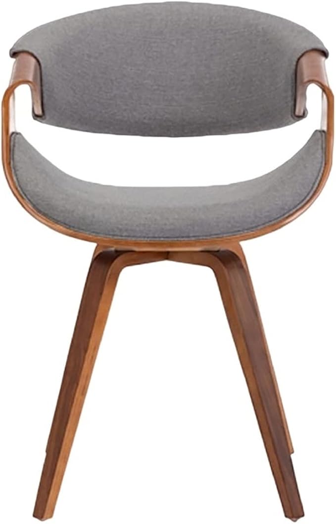 Adjustable Office Computer Chair with Armrest Dining Chair Kitchen Furniture Chairs Home Solid Wood Leather Balcony Writing(Cloth Walnut Grey)